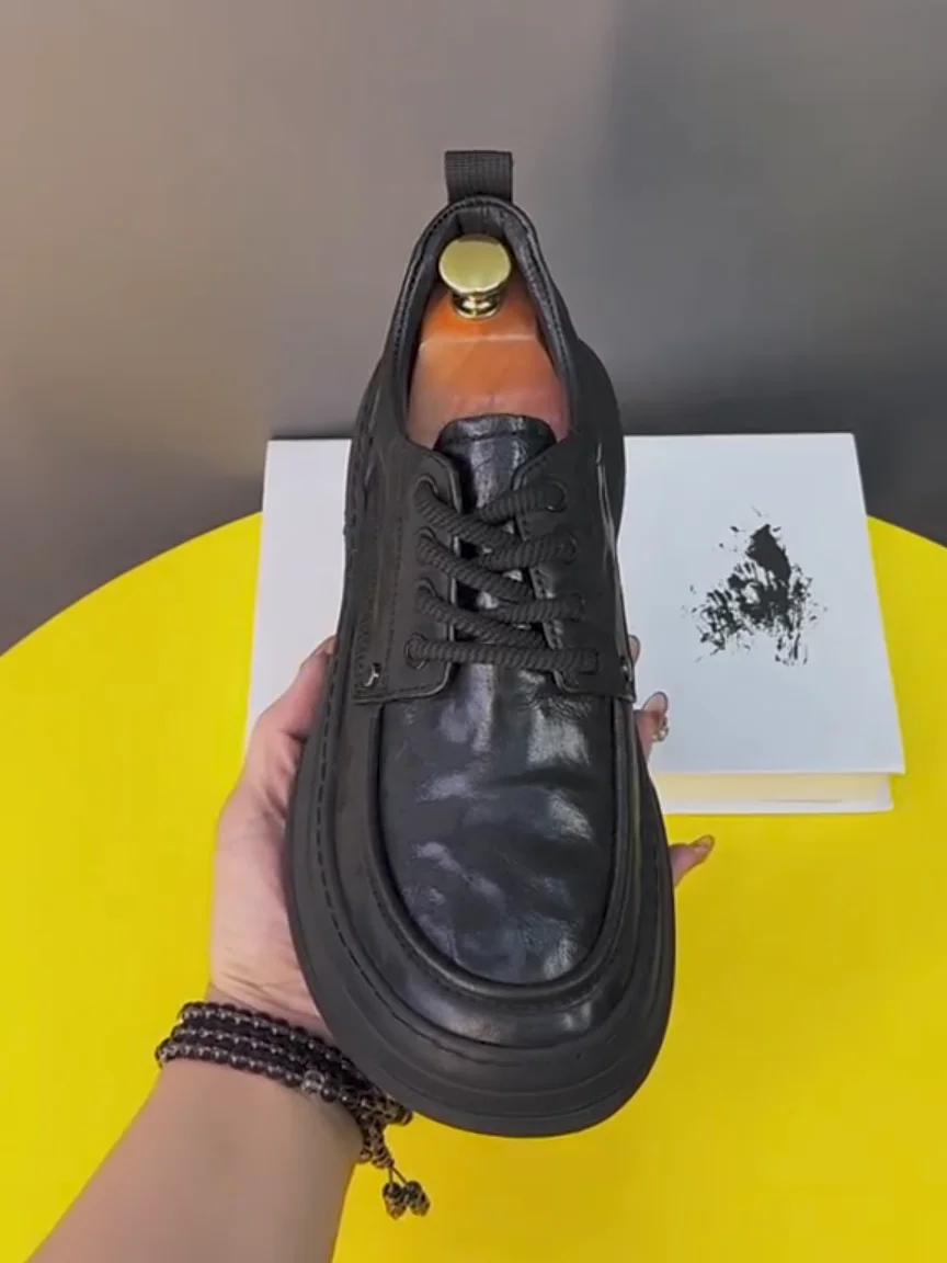 

New M04951 Men's Pure Leather Casual Comfortable Shoes High-End Sensation Luxury Cool Handsome Glue-Welding Rubber Outsole