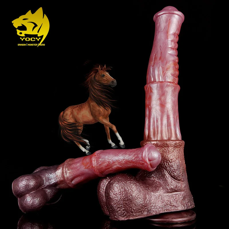 YOCY Realistic Horse Dildo Silicone 13.69 inch Huge Long Dildo For Anal Stimulation G-Spot Penis Cock With Sucker Adult Sex Shop