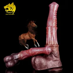 YOCY-consolador de caballo realista para estimulación Anal, pene de Punto G con ventosa, tienda sexual para adultos, 13,69 pulgadas