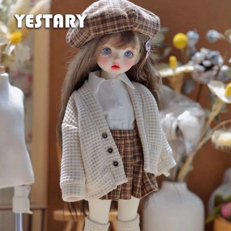 

YESTARY BJD Clothes Doll Accessories For 1/4 1/6 Doll Handmade White Blouse Pleated Skirt Set Finished Product For BJD Girl Gift