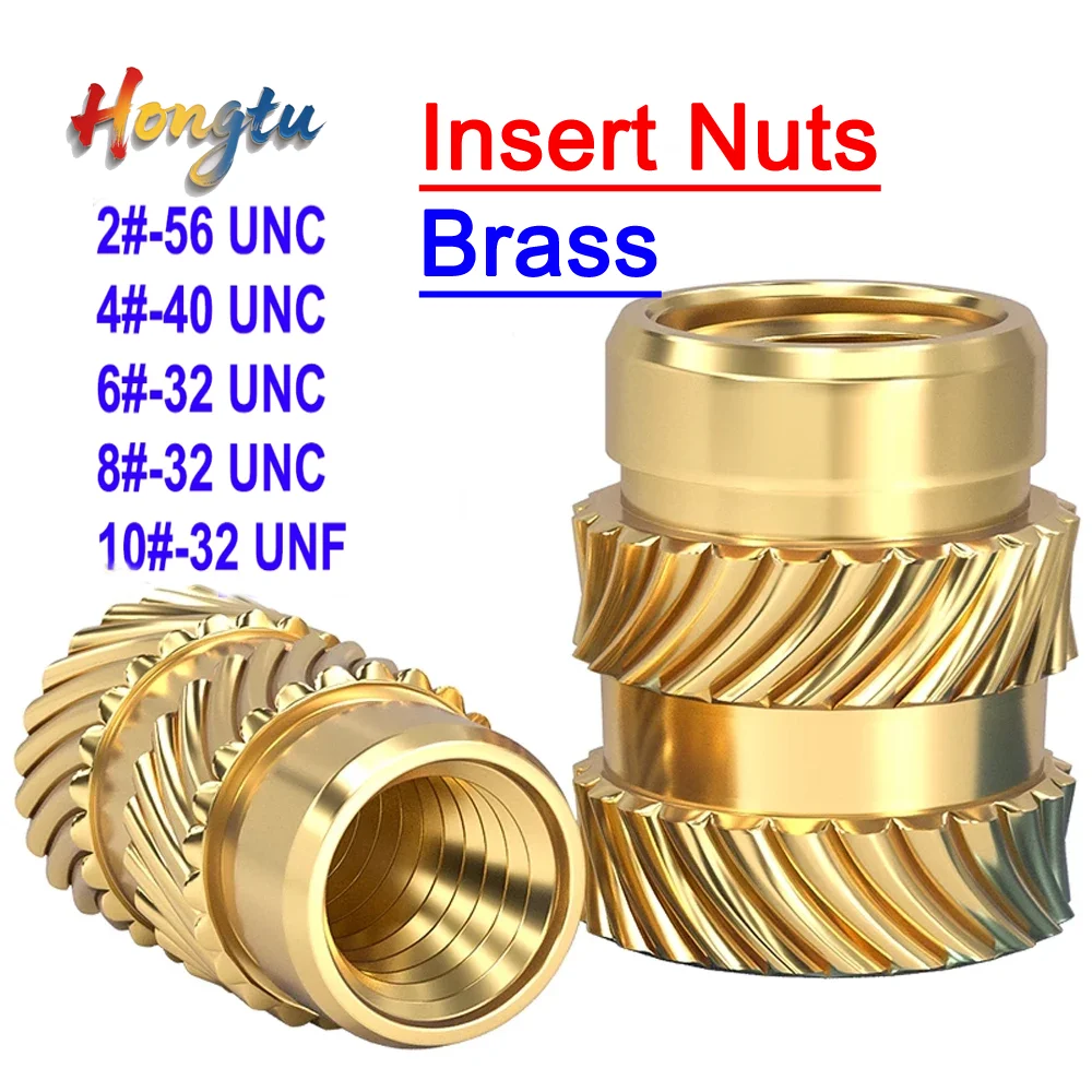 Hot Melt Knurled Copper Insert Nuts - UNC 2#-56/4#-40/6#-32/8#-32 & UNF 10#-32 for Heat Injection Molding Embedment