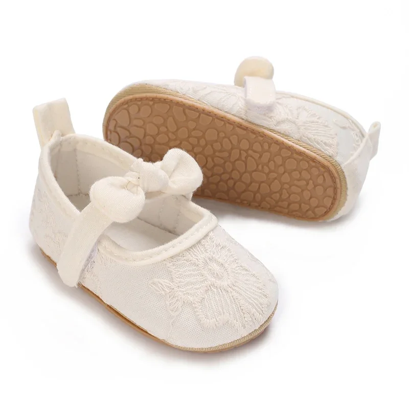 Süße weiße Spitze Baby Mädchen Prinzessin Schuhe Baby Mokassins Moccs Schuhe Schleife Fransen Gummisohlen rutschfeste Schuhe Krippenschuhe – Detail 13