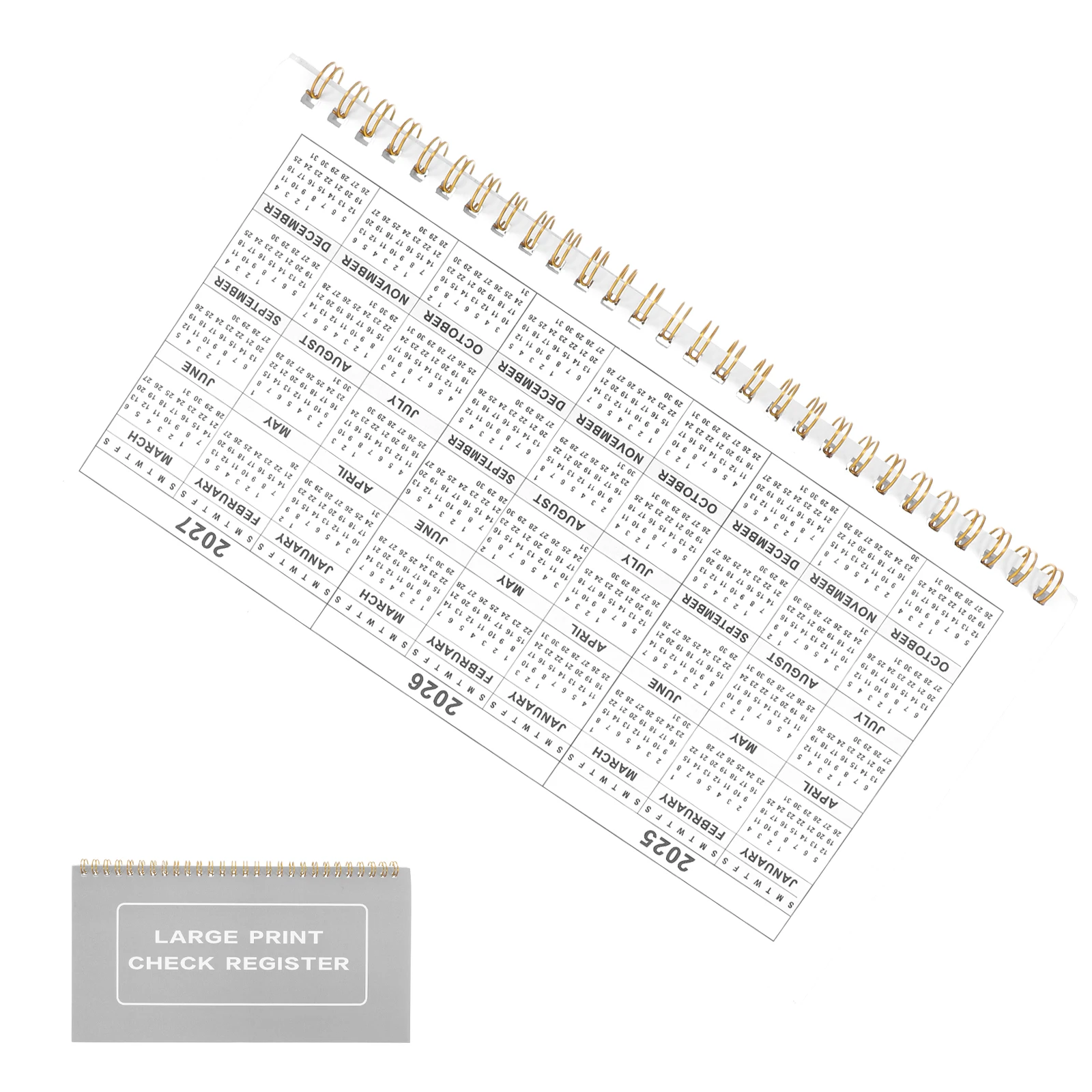 2 قطعة كتاب تسجيل دفتر الشيكات 2025-2027 التقويم أشكال المعاملات واضحة ورقة قوية المحمولة للمحاسبة دفتر الشيكات الشخصية