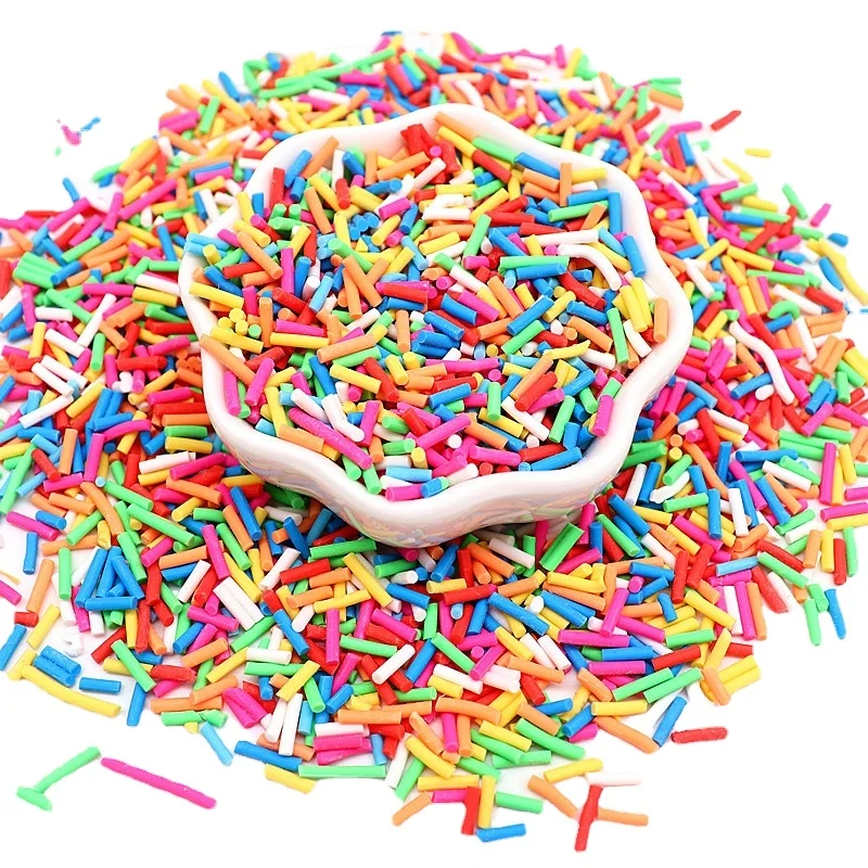 50g/lot Mix Colourful Cylindrical strip Candy Polymer Clay Slices Sprinkles for DIY Nail Arts Kids Toys And Slime Filling 1-3mm