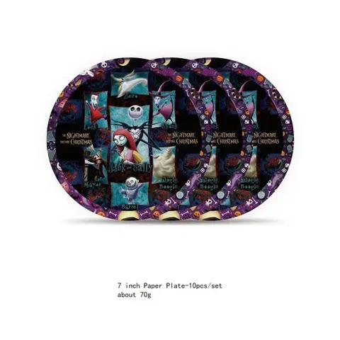 The Nightmare Before Christmas Theme Birthday Party Disposable Tableware Set Paper Plate Cup Party Decoration Background Supplie