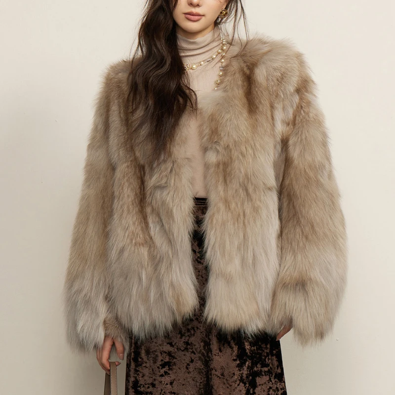 100% Natural Fox Fur Jacket Coat for Women 2026 Winter Imported Luxury Whole Silver Fox Fur Ladies Warm Real Fur Outerwear