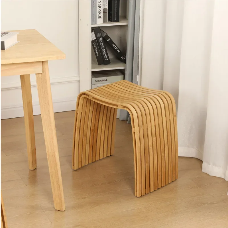 Simple Bamboo Leisure Dining Stool  Waterproof Bathroom Seat Modern Porch Shoe Stool for Living Room Durable Stylish Furniture