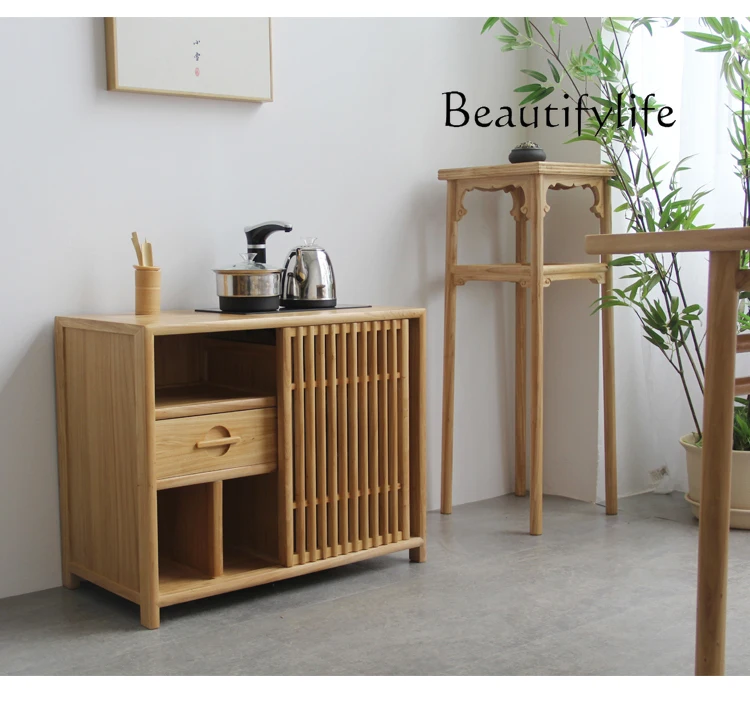 

Nordic New Chinese Style Solid Wood Tea Cabinet Household Minimalist Storage Cabinet