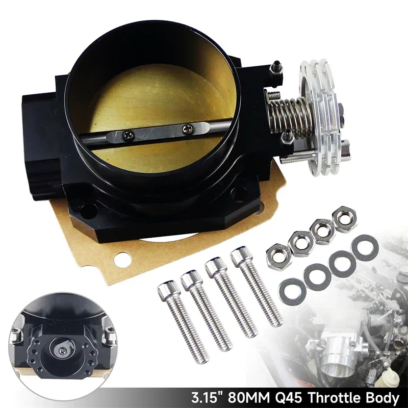 Black/Silver Throttle Body Intake Q45 80MM Fit For Nissan RB25DET RB26DET RB20 GTS