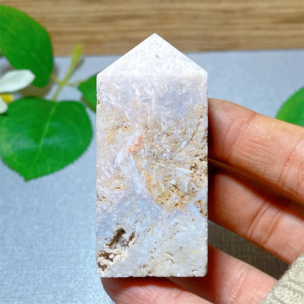 Pink Amethyst Flower Agate Stone Quartz Tower Point Wand Crystal Natural Healing Mineral Specimen Home Decoration Meditation