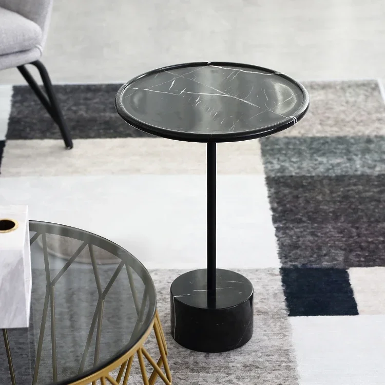 Nordic Modern Metal Iron Living Room Simple and Creative Natural Marble Wholesale Round Customizable Side Table