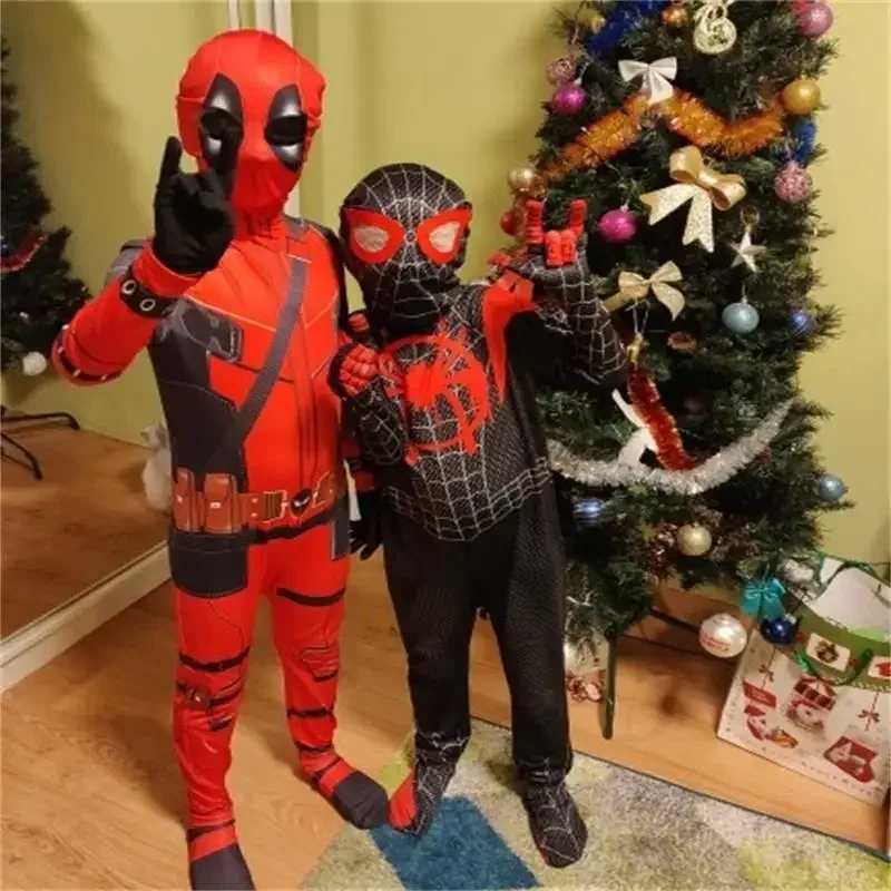 2025 AA หมวกฮาโลวีน Spiderboy Jumpsuits คอสเพลย์เครื่องแต่งกายชุดเด็กผู้ใหญ่เพิ่มเติม Iron Men Spider รูปแบบ Tights ใหม่ wat1