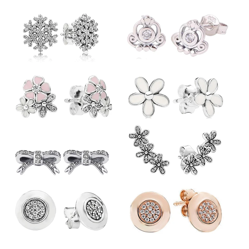 

Classic Earrings 925 Silver Fan Flower Love bowknot Golden Hoop For Women Engagement Birthday Anniversary Fine Jewelr ﻿