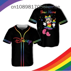 New Disney Mickey And Minnie Pride Month Baseball Jersey Men's and Women's Children's Custom Name Disney Baseball Shirt