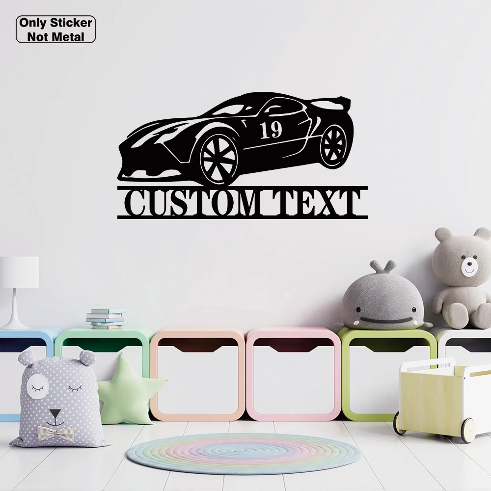 1pc Cartoon Personalisieren Benutzerdefinierte Name Racing Home Dekorationen Pvc Aufkleber Dekor Wohnzimmer Schlafzimmer Abnehmbare Vinyl Wand Aufkleber