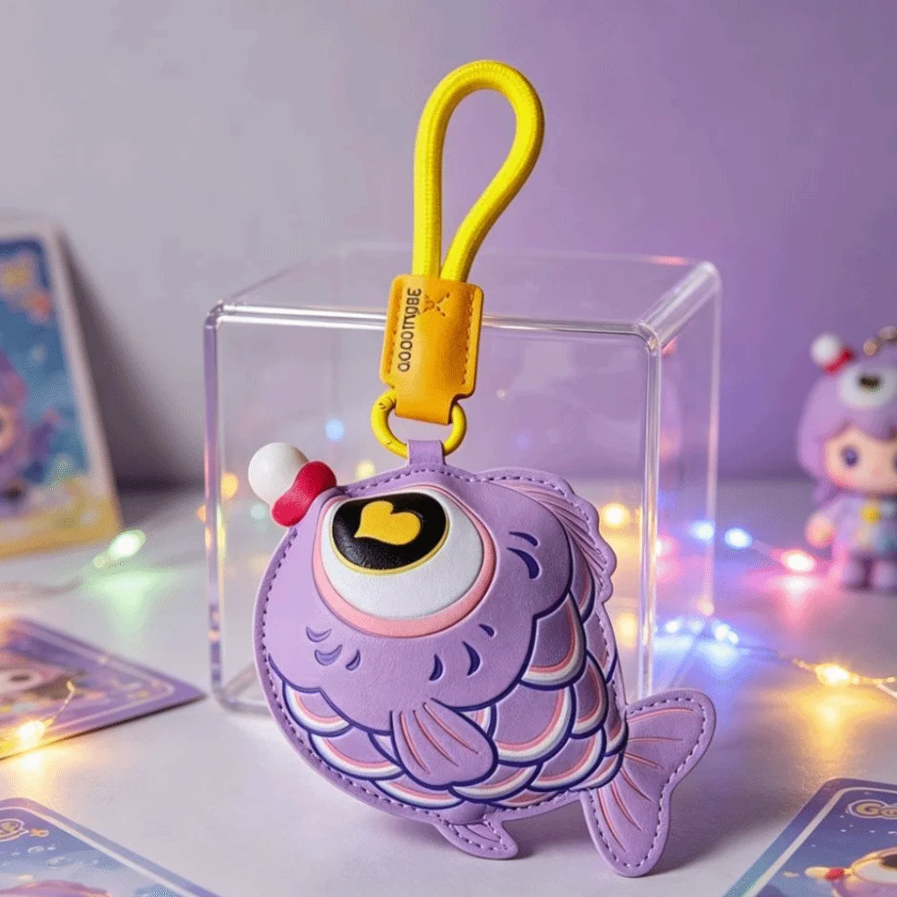 PU Bubble Blowing Fish Keychain Macaron Color Creative Design PU Keychain New Imitation Leather Reduce Pressure Keyring