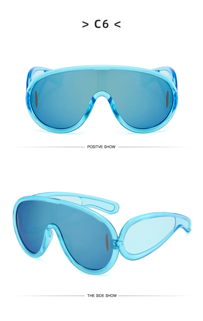 Y2K Sport Punk Sonnenbrille Frauen Männer Einteilige Sonnenbrille für Damen Luxus Marke Übergroßen Steampunk Brillen Goggle UV400 – Detail 13
