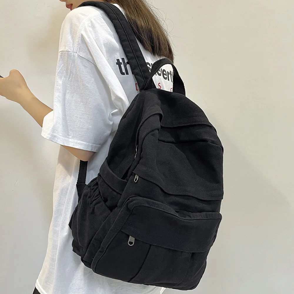 Menina tecido saco de escola nova moda estudante universitário do vintage feminino mochila lona bolsa para portátil viagem kawaii senhoras mochila