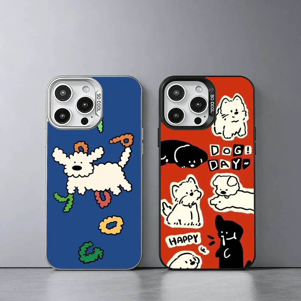 

Fluffy Curly Pup Phone Case For iPhone 17,16,15,14,13,12,11 Plus,Pro Max,XS,Colored silver phone case