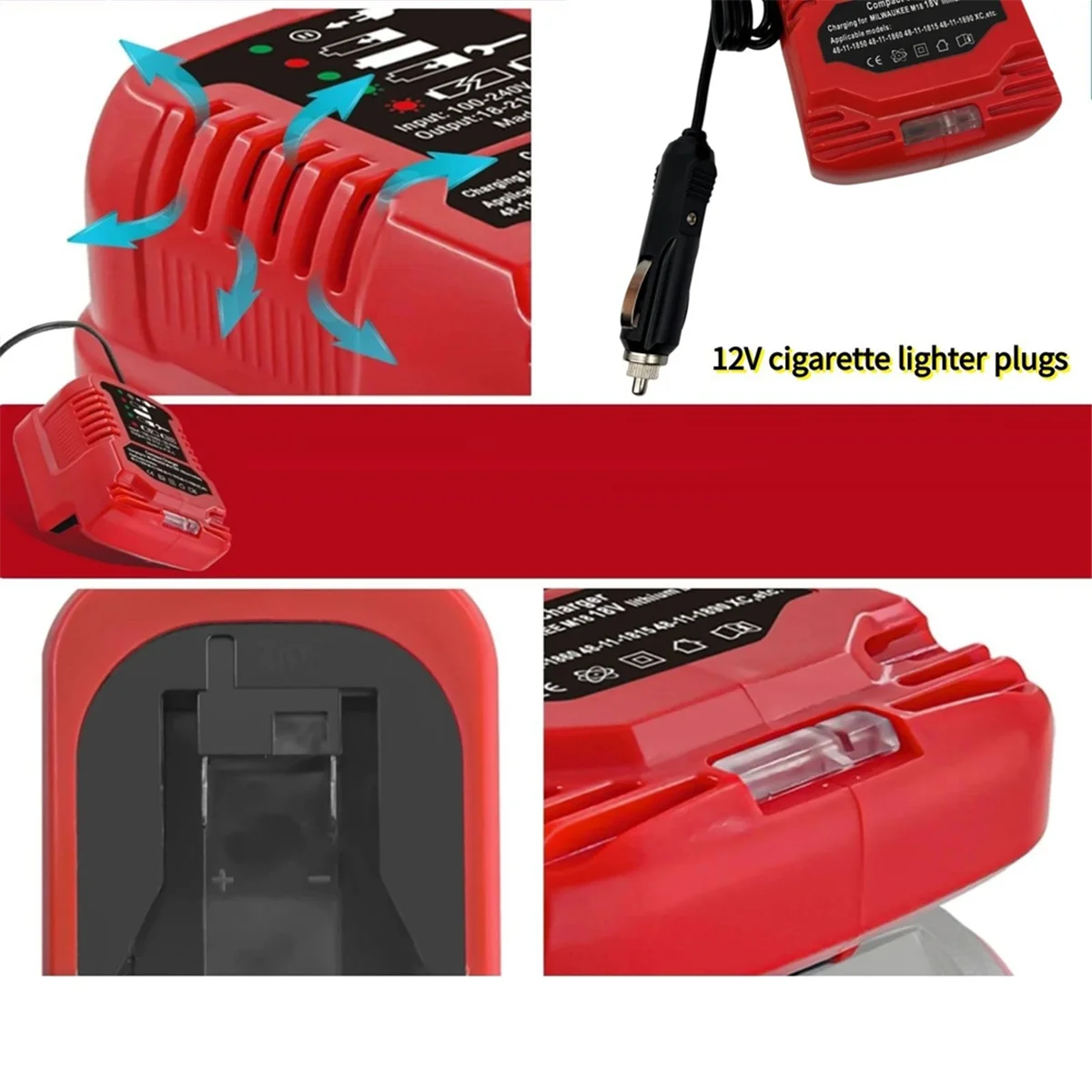 milwaukee cigarette lighter charger Car Charger for Milwaukee 18V M18 Battery Charger Replacement,Portable Mini  Quick Charger,Cigarette Lighter Plug XT