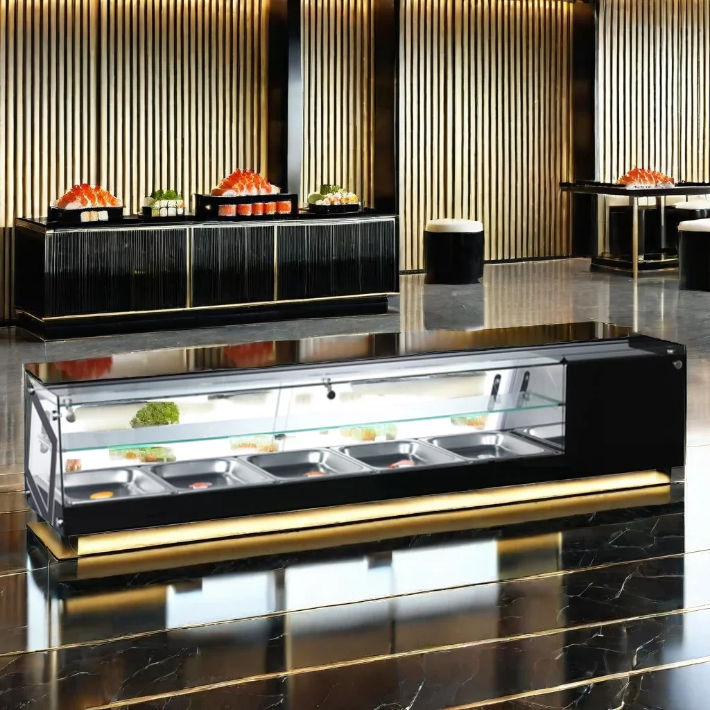 2-layer sushi cooler refrigerated display cabinet countertop display