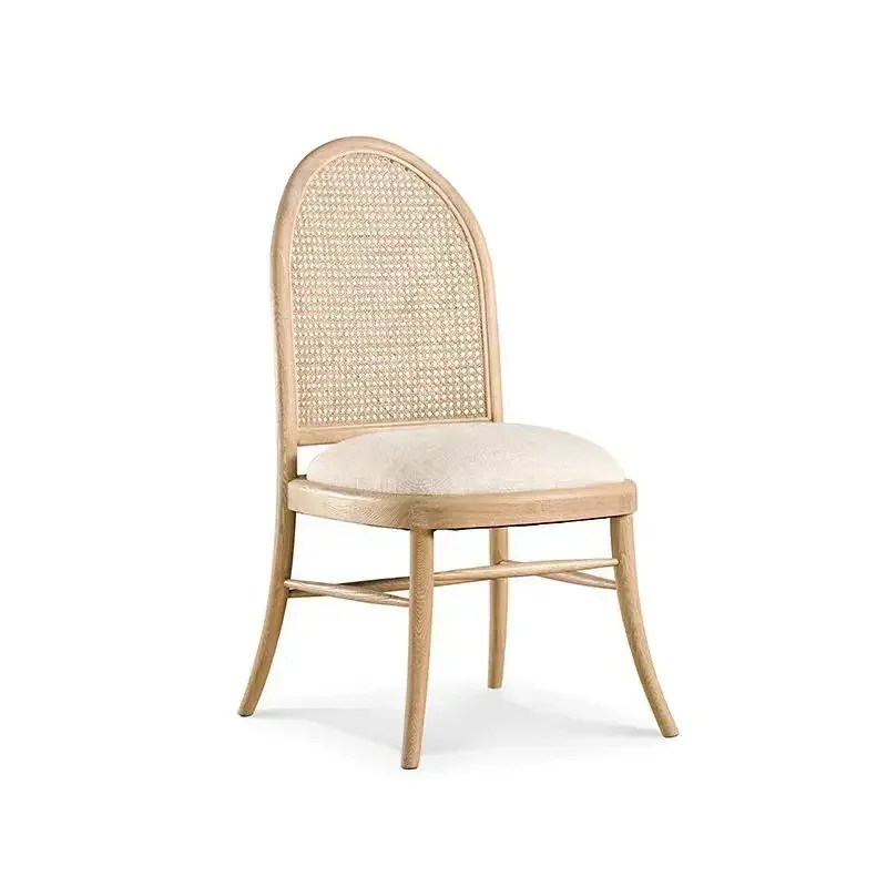 Simple and stylish restaurant Hotel B & B Sales Department Solid wood braided rattan dining chair