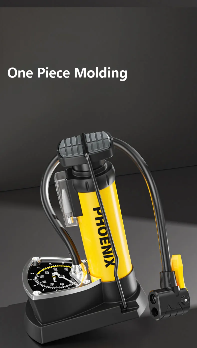 Tragbare Fußpumpe Phoenix 120 PSI, mit/ohne Manometer, universelle Düse für Fahrräder, E-Bikes, Schlauchboote – Detail 3