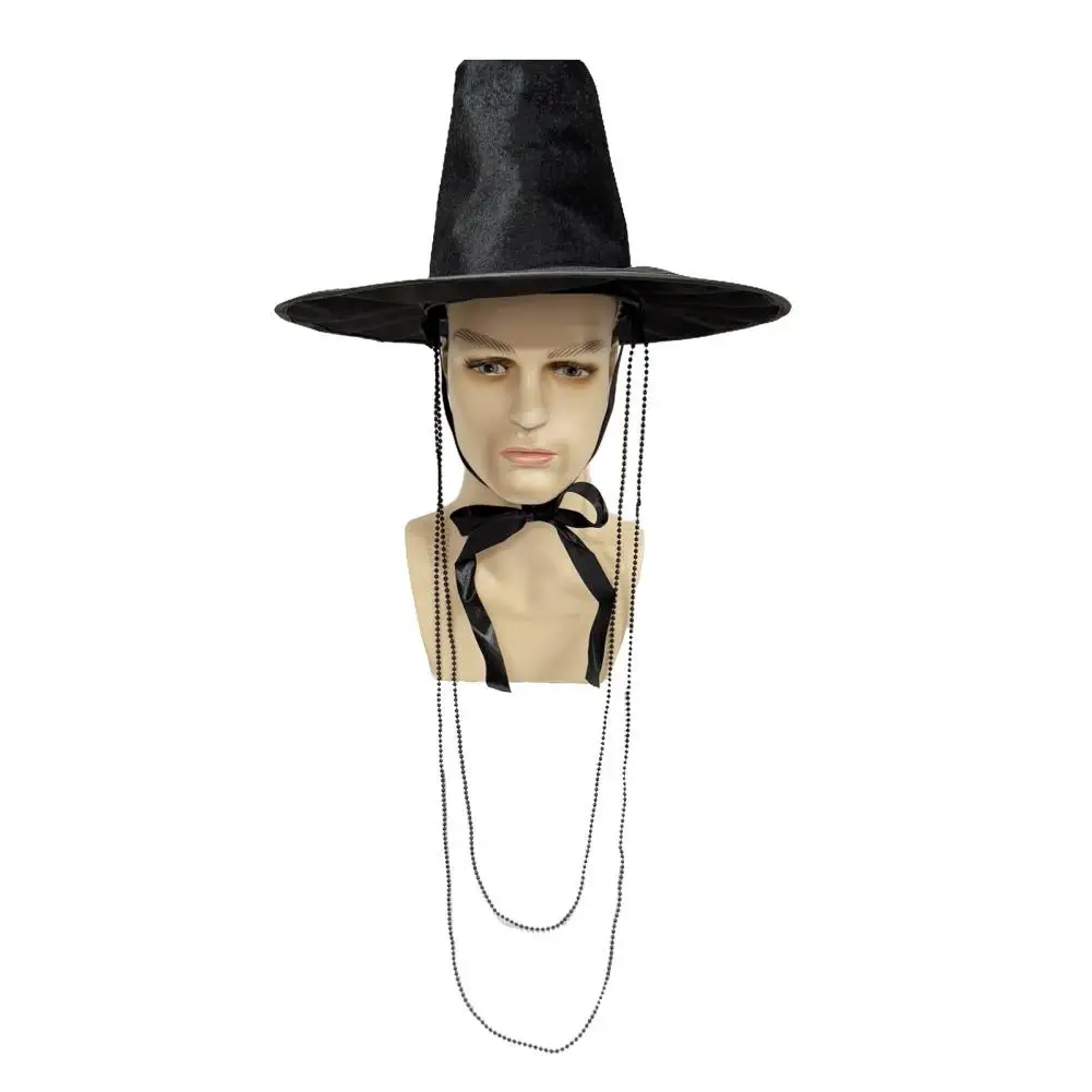 Stage Performance Hat Uv-resistant Flat Top Hat Traditional Ming Dynasty Korean Flat Topper Hat for Men Wide Brim Uv Protection