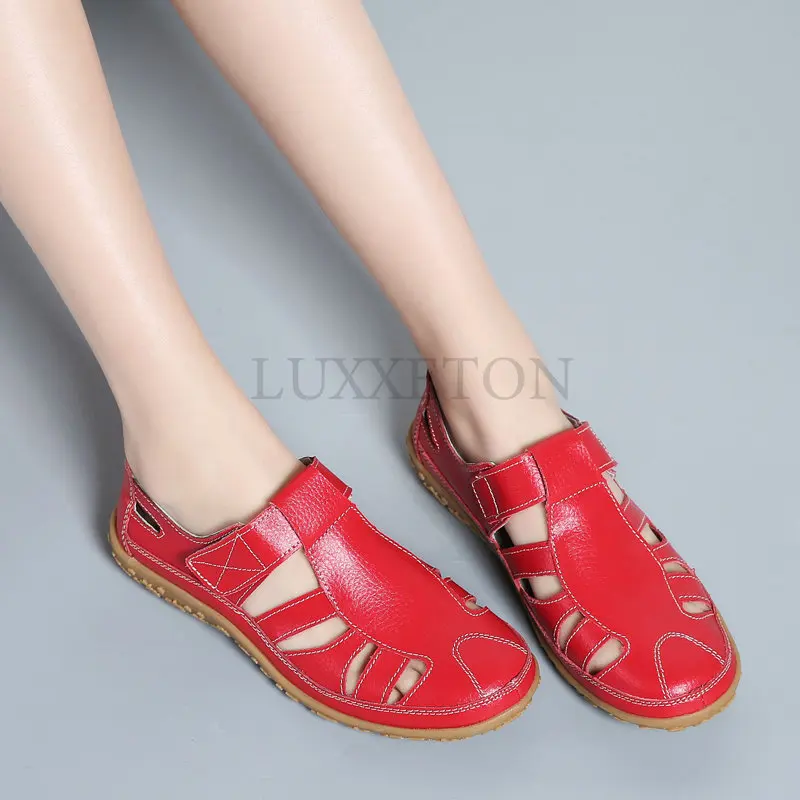 Women Sandals Casual Summer Ladies Soft Beach Sandals Walking Shoes Outdoor Comfort Classic Genuine Leather Woman Sandals