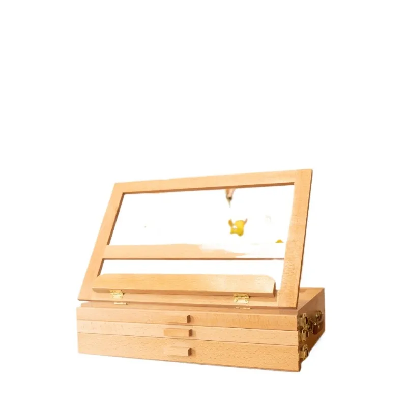 

Beech desktop easel artboard with drawers portable painting box storage box sketch gouache art special