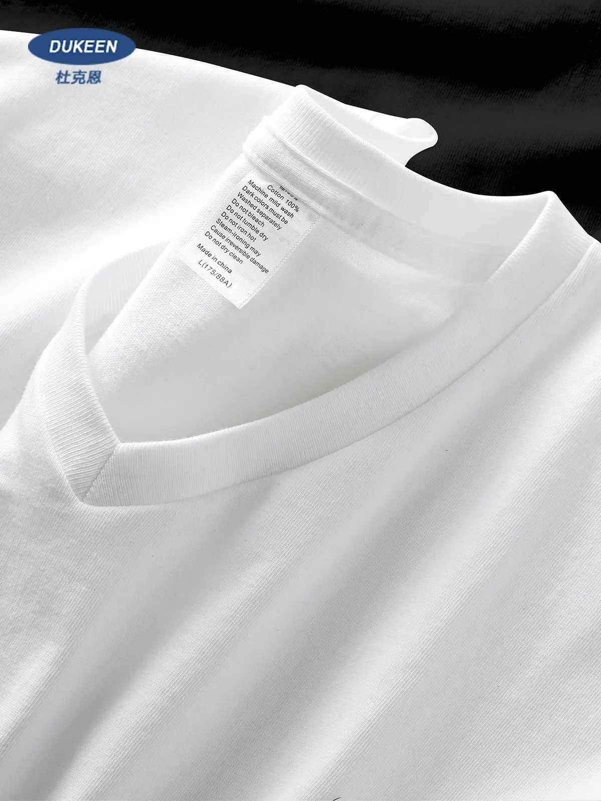 DUKEEN Men's 270G Heavyweight 100% Cotton V Neck T-Shirt Short Sleeve Regular Fit Solid Basic Tee Summer Casual Top