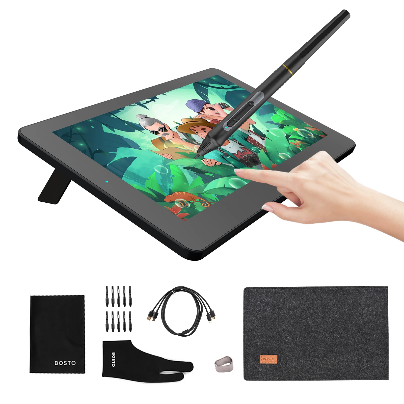 BOSTO BT-12HD 11.6 Inch HD H-IPS LCD Graphics Drawing Tablet 1366*768 Display Support 8192 Pressure Level