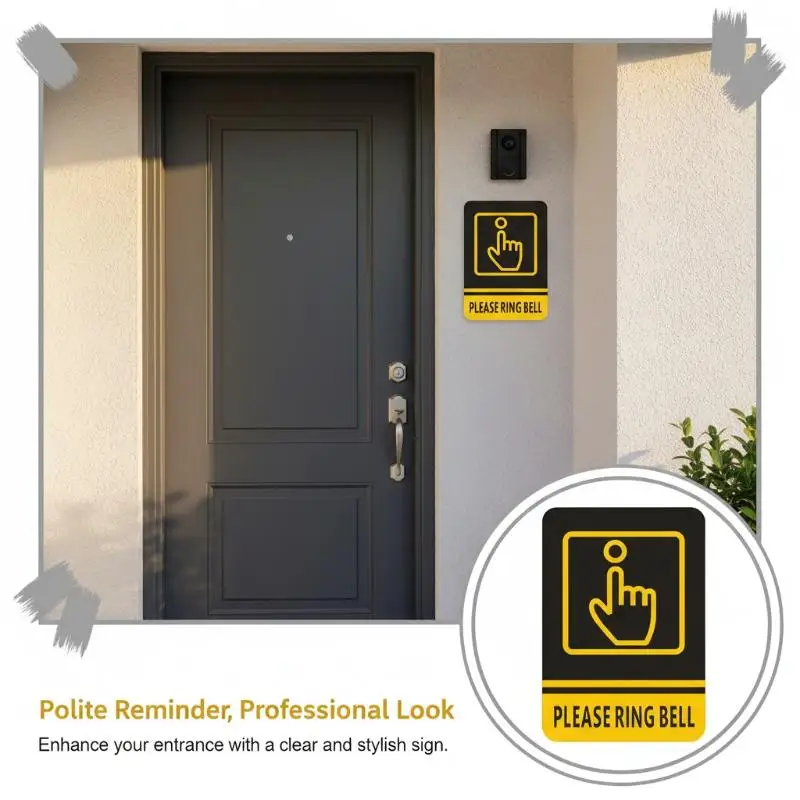 Please Ring Bell Funny Door Sign 2 Pack Waterproof Acrylic Plaque for Home Rental Room Wall Decor