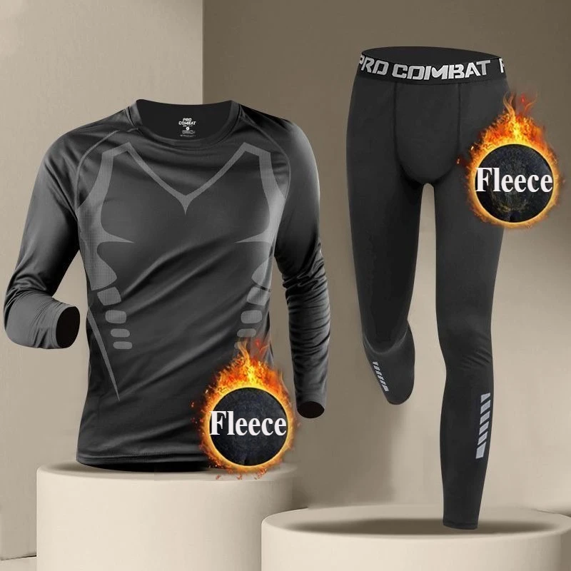 

Casual Men's Warm Sports Suit 2 pcs Running Set Jogging Basket Underwear Tights Sports Clothing Gym Sets Fitness Suit Clothing