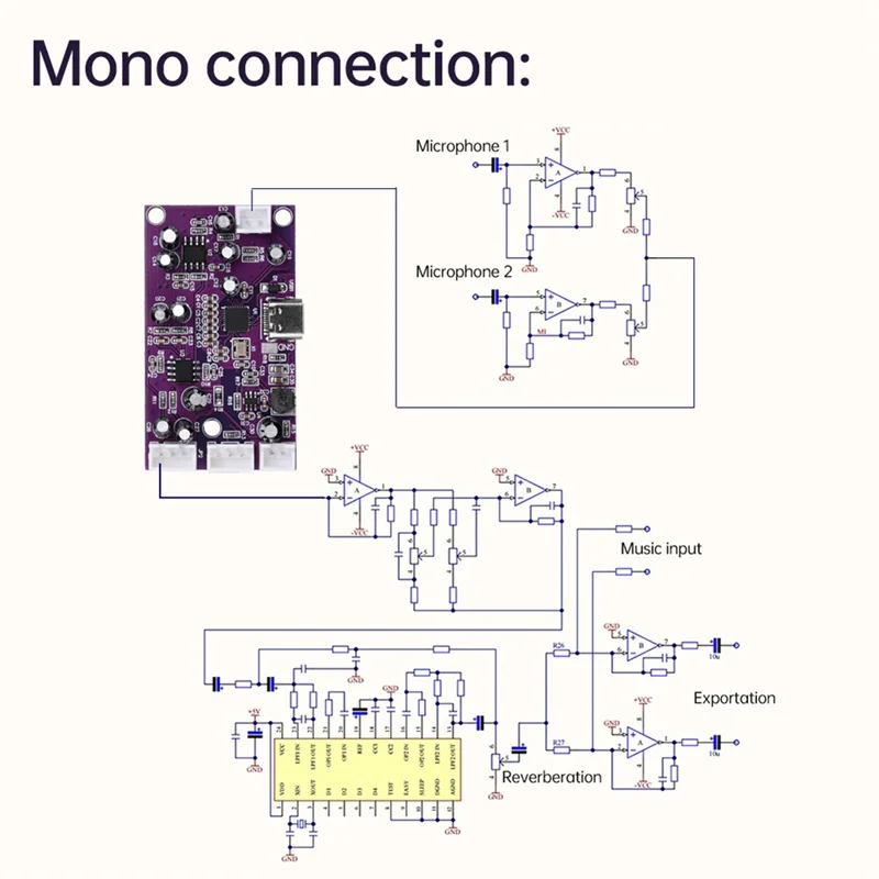 N93r para módulo de circuito de reverberação digital dsp, trocador de voz eq, controle de frequência, mudança de efeito, misturador de efeitos sonoros