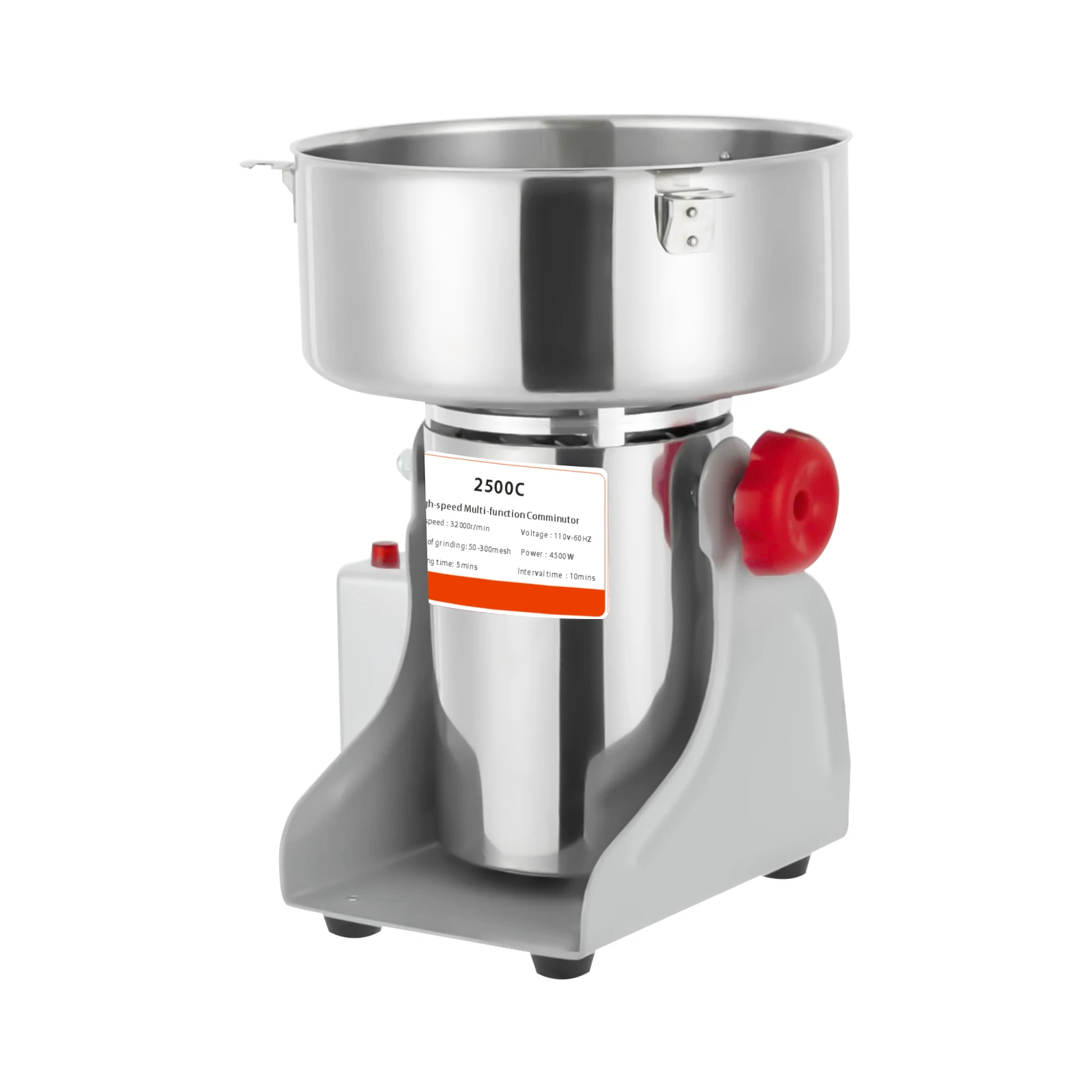 Molino de granos eléctrico de 2500G, cronometraje inteligente de molino de grano de acero inoxidable, trituradora inteligente de cereales y especias, granos, especias y arroz