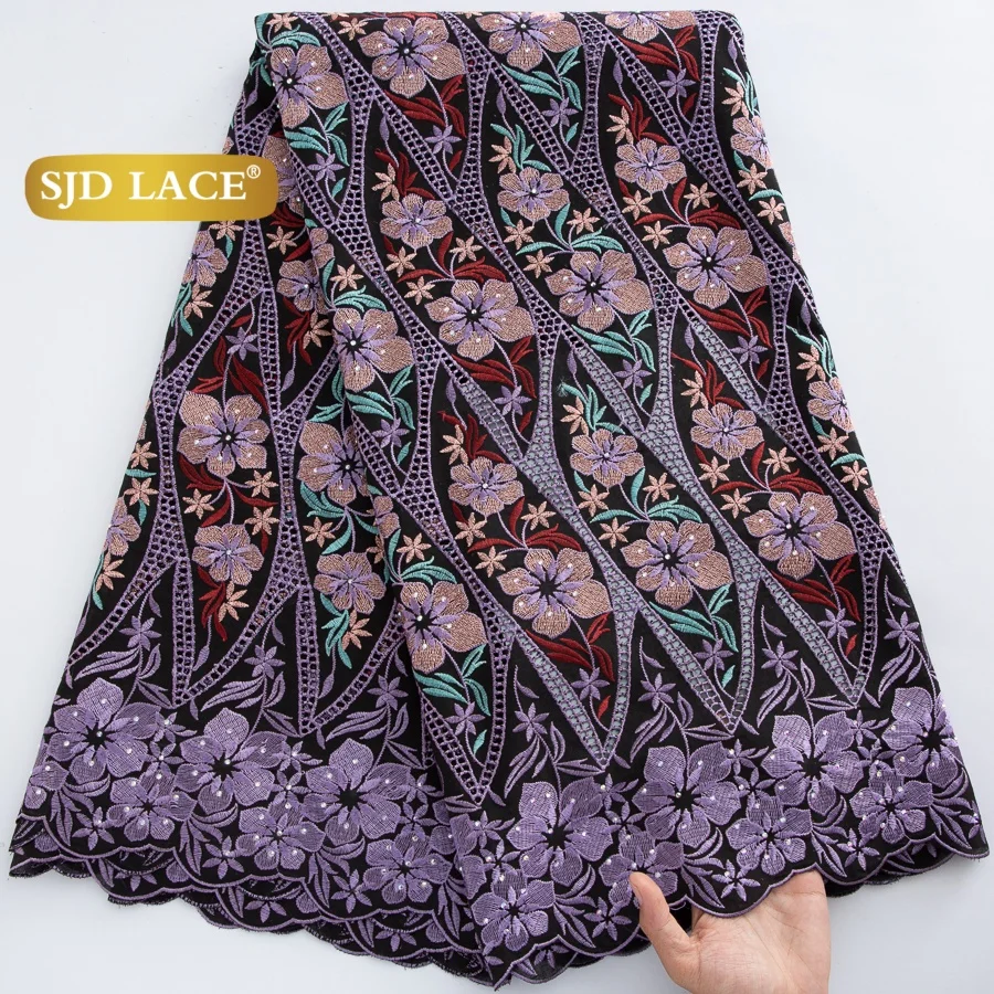 

SJD LACE Swiss Voile Lace Nigerian Cotton Lace Fabrics 2026 High Quality African Stones Lace for Women Party Wedding Dress 4891