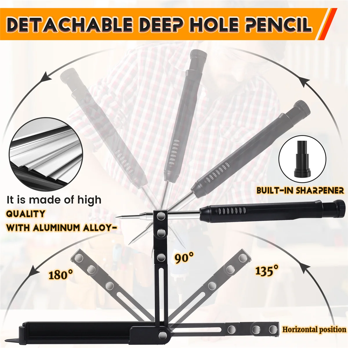 New A26P Multi-Function Construction Pencil - Multi-Function Scribing Tool, DIY Woodworking Scribing Measurement Tool