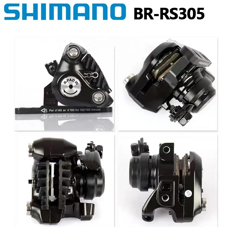 Shimano RS305 Brake Flat Mount Front Side Rear One Pair Mechanical Disc Brake For Road Bicycle Bike BR-RS305 Rear Caliper Black