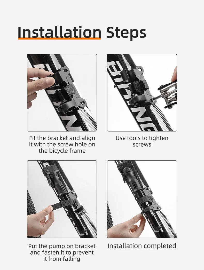WEST BIKING Tragbare Fahrradpumpe, Mini-Fahrradreifenfüller mit verstecktem Schlauch für Presta- und Schrader-Ventile, Zubehör für Rennrad und Mountainbike – Detail 13