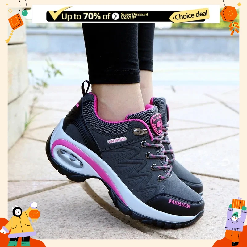 2026Women Sneakers Elevated Thick Sole Casual Shoes Outdoor Anti Slip Mountaineering Lightweight Luxury Fashion Vulcanized Shoes