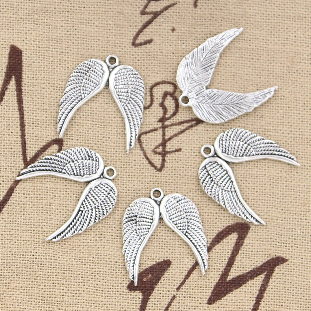 15pcs Angel Wings Charms Antique Bronze Silver