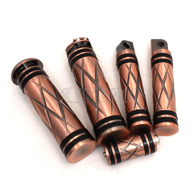 Motorcycle 1\'\' Handle Grip Handlebar Grips+Foot Peg+Shifter Pegs Bronze Color For Harley Sportster Touring Dyna Softail Bobber