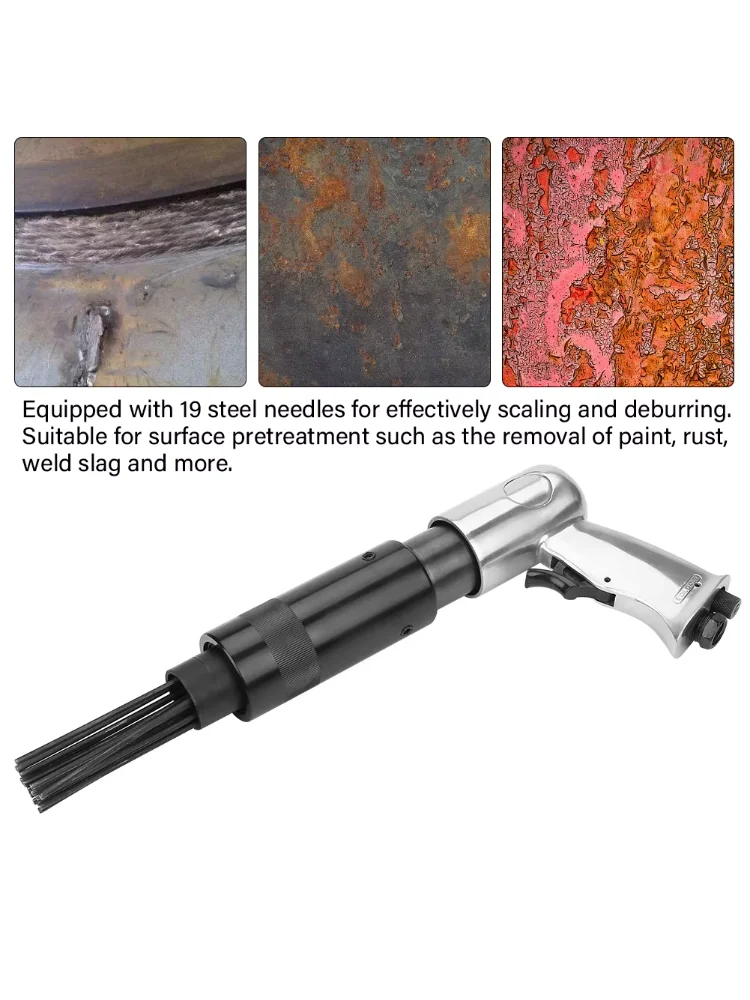 Air Pneumatic 19 Needle Scaler Pistol Grip Rust Paint Slag Corrosion Removing Deburring Tool