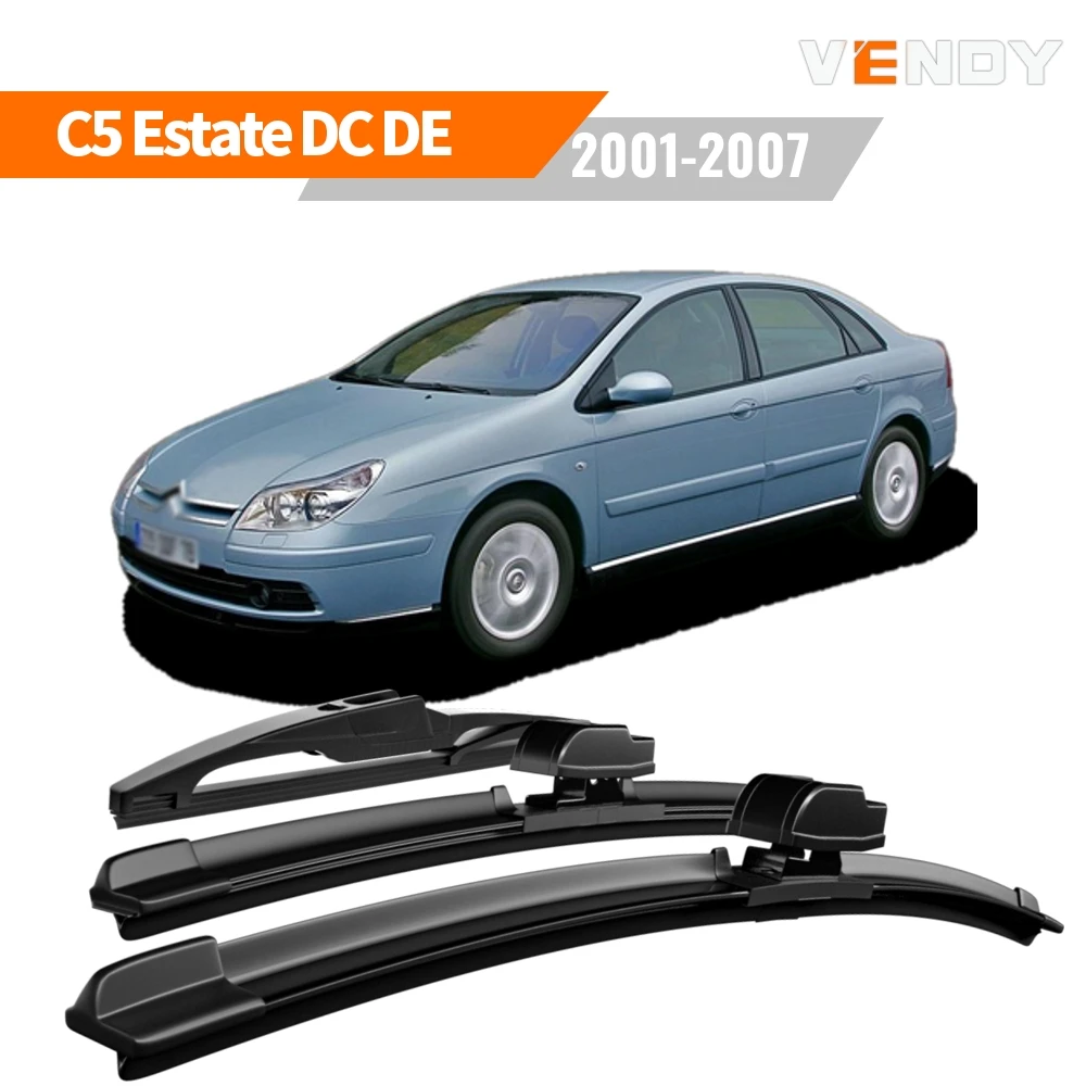 

1set Front & Rear Windshield Wiper Blades Windscreen Wipers For Citroen C5 Estate DC DE 2001-2007 Rubber Brushes Car Accessories