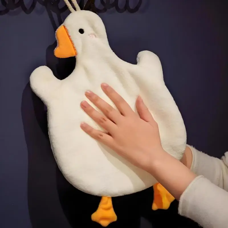 1PC Cartoon Goose Hand Towel - Water Absorbing Hanging Kitchen & Bathroom Towel for Home Essentials
