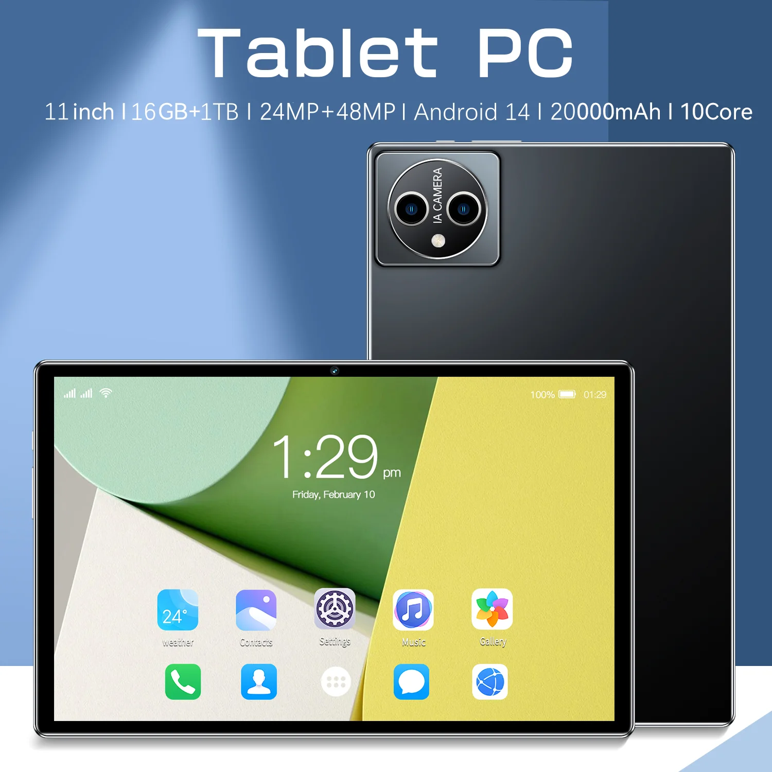 World Premiere Tab A11 Pro Tablet 16GB RAM 1TB ROM 11-inch MTK 6797 Android14 20000mAh Bluetooth5.0 5G Dual SIM Dual Hold Tablet