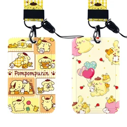 Portatarjetas de identificación con pompurin, bonita funda para tarjeta de crédito, cordón para el cuello con escudo de dibujos animados para estudiantes, gran oferta, 2024