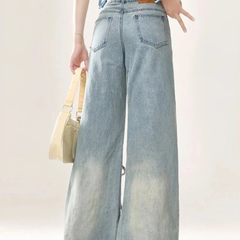 

Women's Jeans High Waist Loosefit Female Cowboy Pants Stretched Wholesale Stylish Gyaru Trend 2025 Harajuku Fashion Emo Trousers