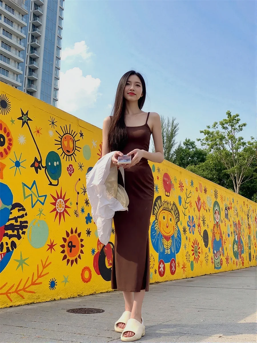 فستان نسائي أسود أنيق وأنيق لحفلات الزفاف بدون أكمام لطيف وجميل وأنيق وبسيط أنثوي وناعم #6